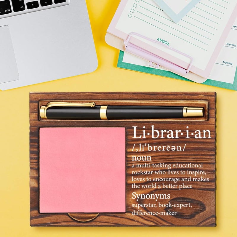 CWGOTC Librarian Gifts, Wooden Sticky Note Pad Holder Desk Organizer, Appreciation Gift for Library Staff, Birthday, Christmas, Graduation or End of Year Thank You Gifts for Book Lovers YCB51 - Image 2